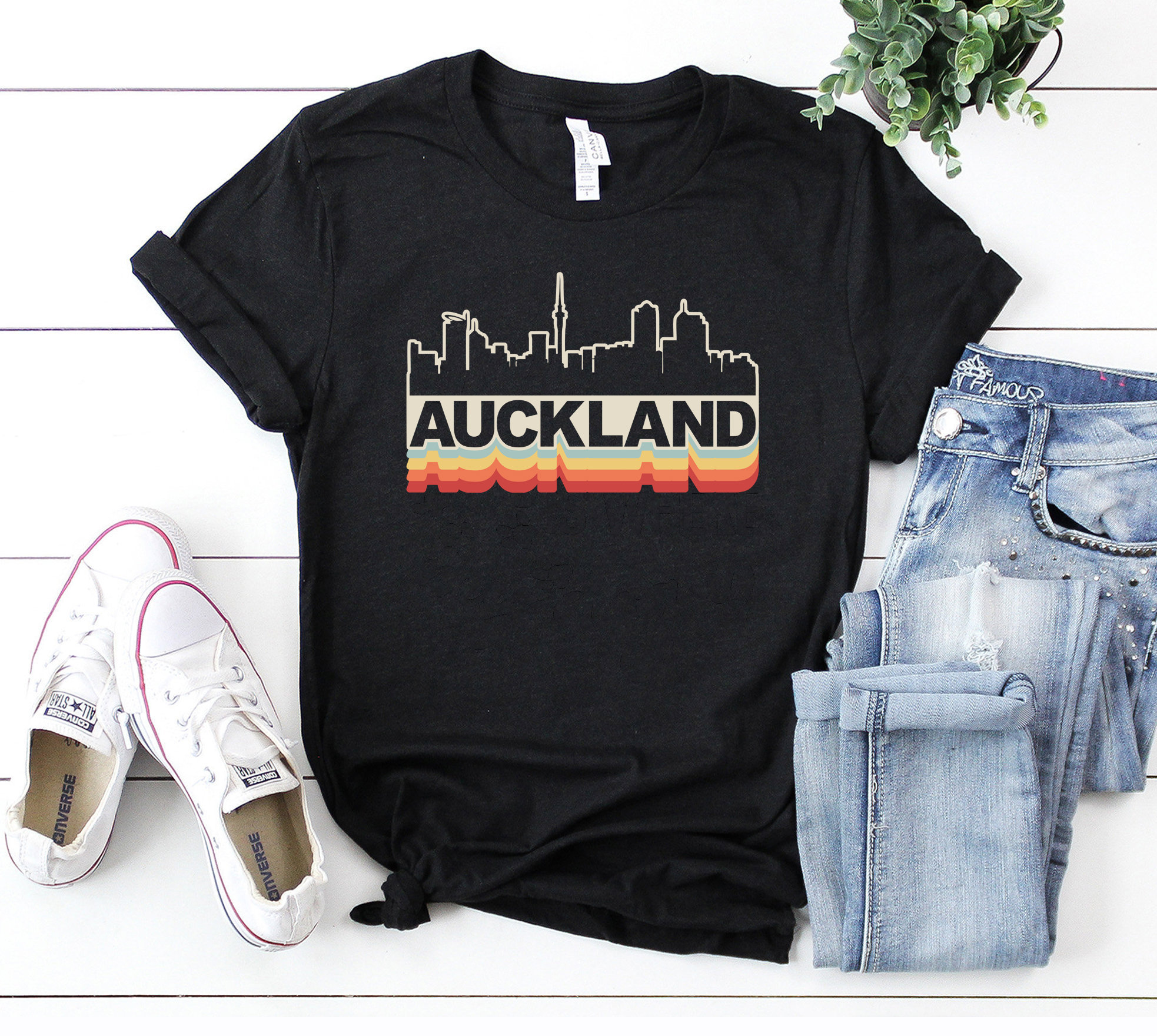 Auckland Skyline Vintage Retro TShirt Gift, Auckland New Zealand