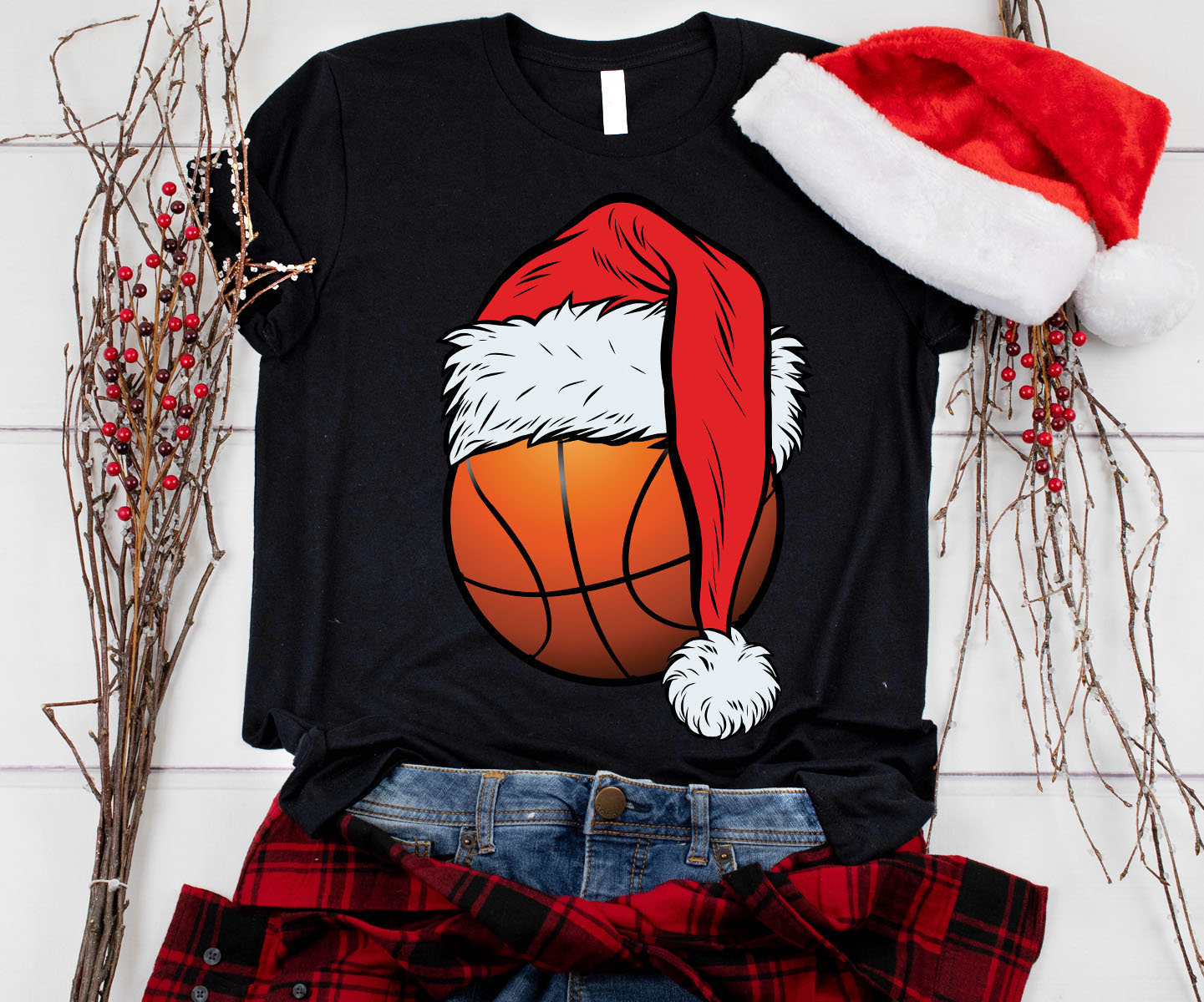 Santa Basketball Christmas Shirt, Xmas Gifts, Merry Christmas, Happy