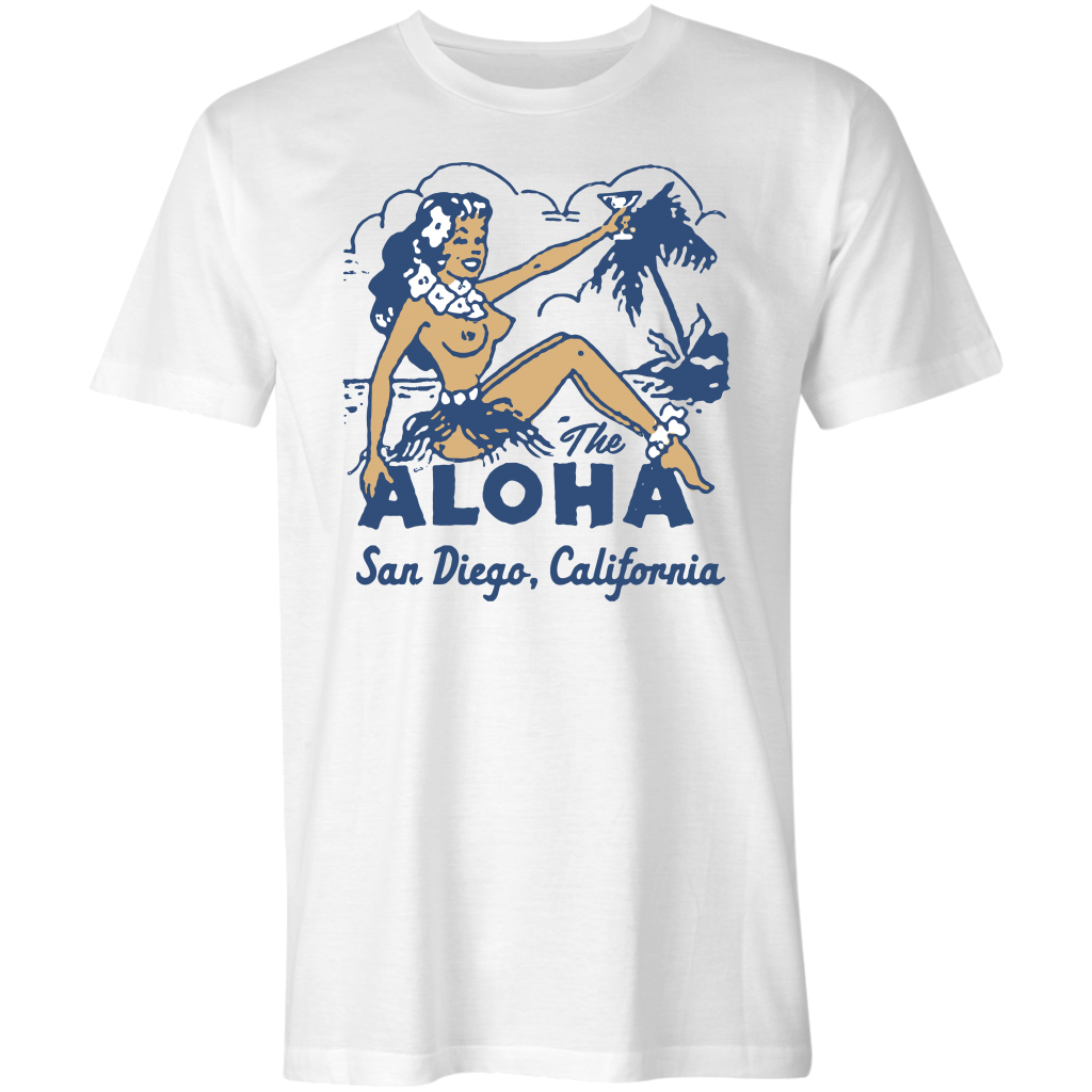 The Aloha Club Vintage Tiki Bar T Shirt San Diego California (New Design)