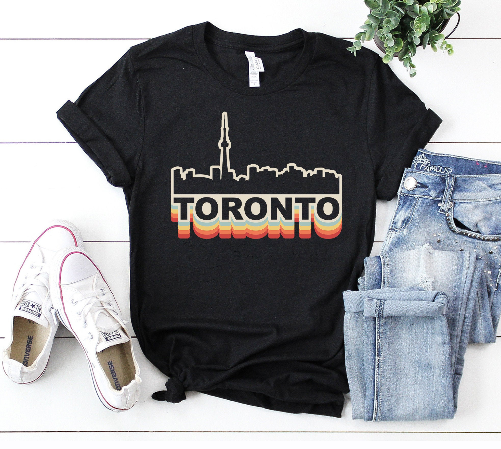 Toronto City Skyline Vintage Retro TShirt Gift, Toronto Canada